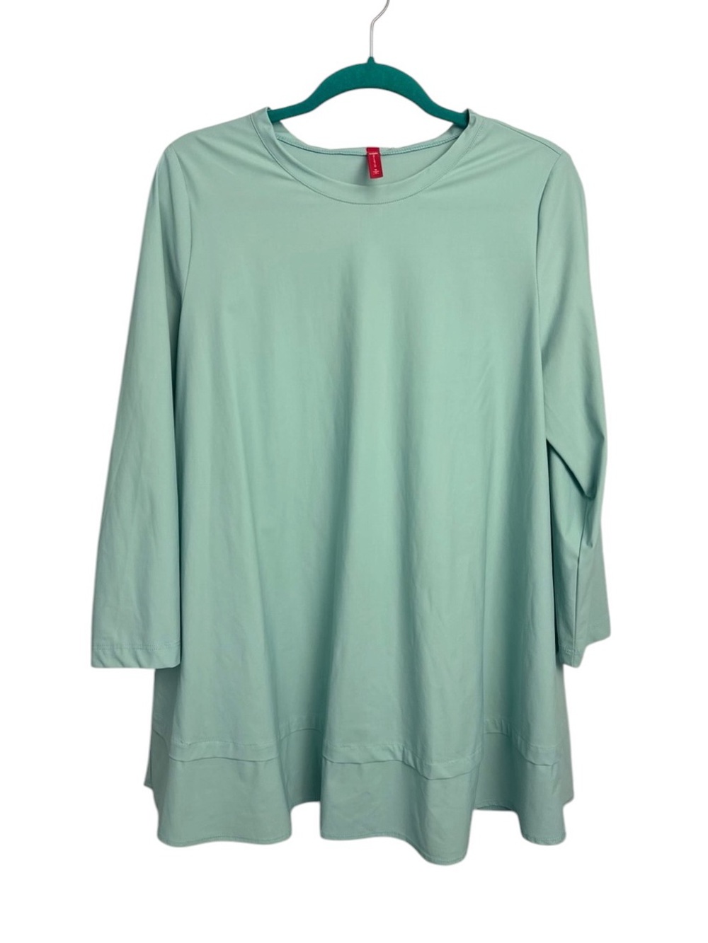 IC collection light turquoise blue tunic top long line medium preppy comfort